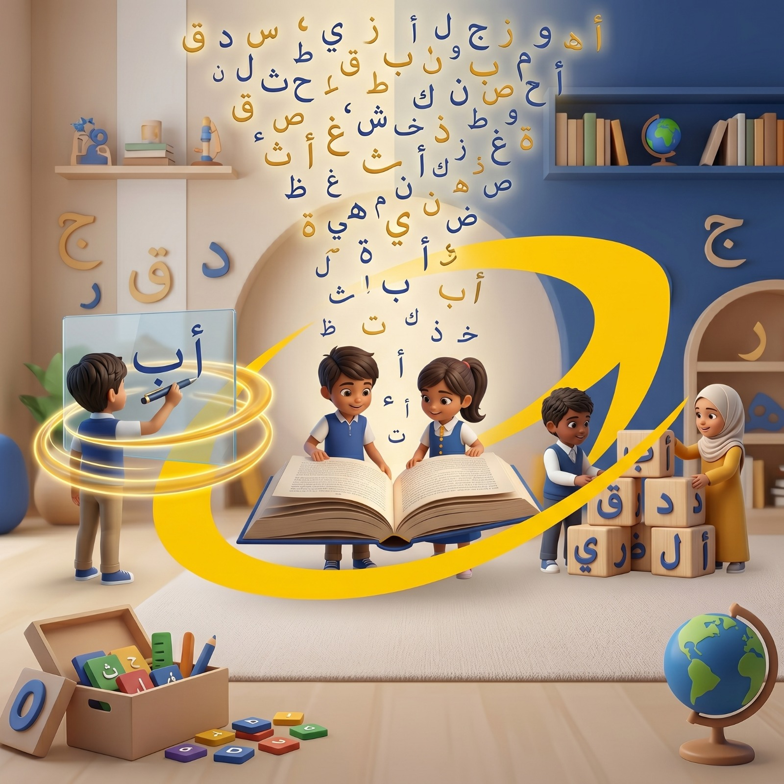 أطفال يتعلمون اللغة العربية في معهد البيان العربي